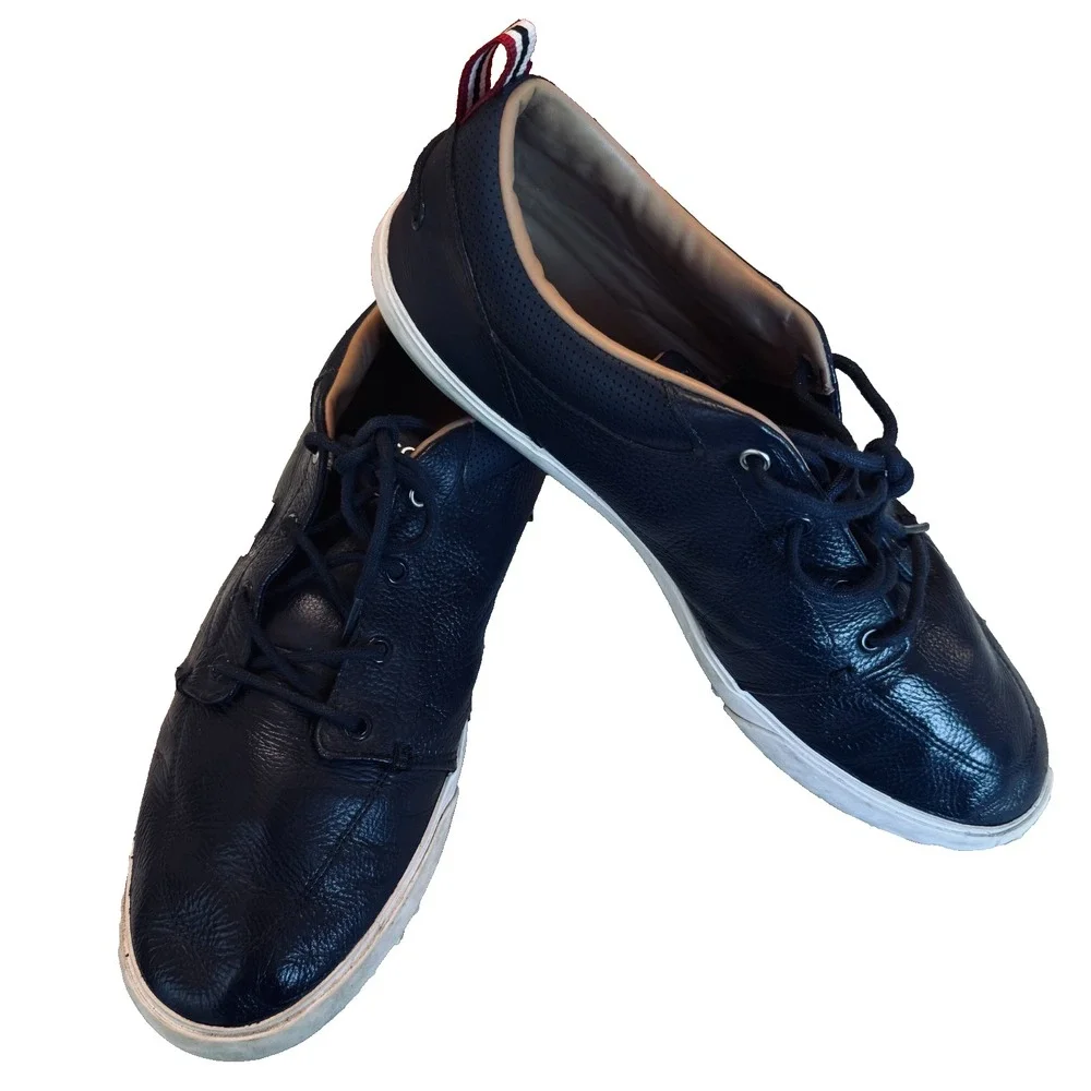 Lacoste Bayliss Navy Pebbled Leather Sneakers Men's US 11.5 Casual Lace Up